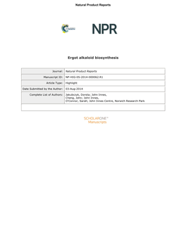 Ergot Alkaloid Biosynthesis