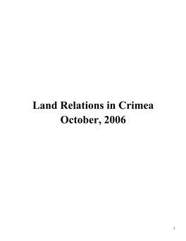 Land Relations in Crimea October, 2006