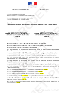 PREFET DE SAONE-ET-LOIRE PREFET DU JURA Arrêté N