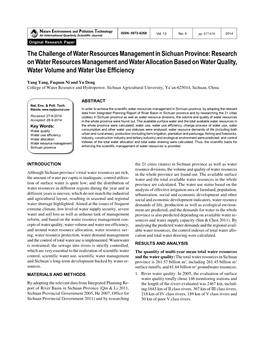 The Challenge of Water Resources Management in Sichuan Province