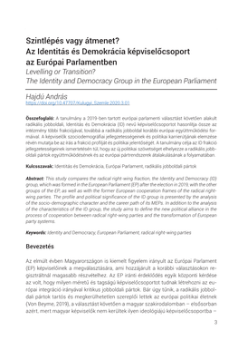 Szintlépés Vagy Átmenet? Az Identitás És Demokrácia Képviselőcsoport Az