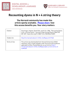 Recounting Dyons in N = 4 String Theory