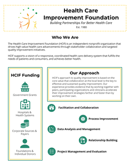 Health Care Improvement Foundation Building Partnerships for Better Health Care Est