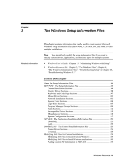 Chapter 2 the Windows Setup Information Files