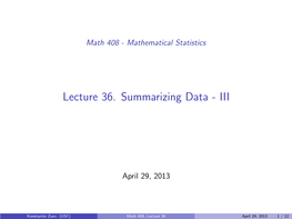 Math 408 - Mathematical Statistics
