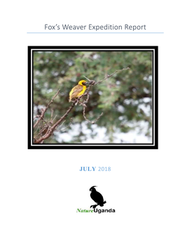 Fox's Weaver Expedition Report