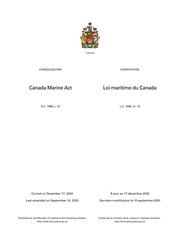 Canada Marine Act Loi Maritime Du Canada