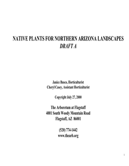 Native Plants for Northern Arizona Landscapes Draft A