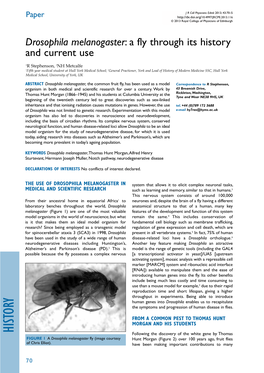 Drosophila Melanogaster: a Fly Through Its History and Current Use