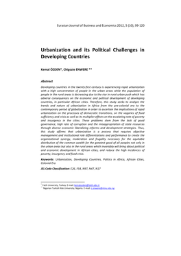 Urbanization and Its Political Challenges in Developing Countries