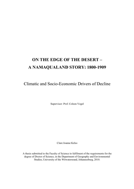 A Namaqualand Story: 1800-1909