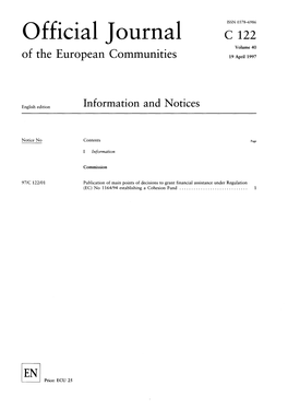 Official Journal C 122 Volume 40 of the European Communities 19 April 1997