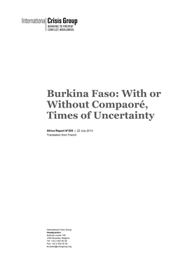 Burkina Faso: with Or Without Compaoré, Times of Uncertainty