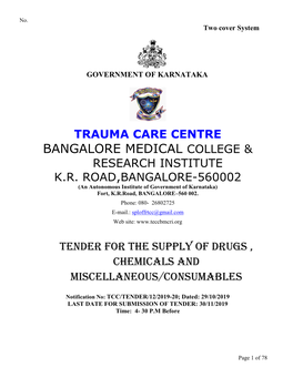 E-TENDER for the SUPPLY of DRUGS-Nov-2019.Pdf