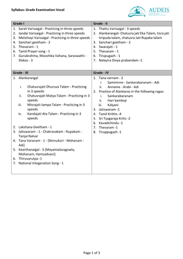 Syllabus: Grade Examination Vocal Page 1 of 3 Grade I Grade