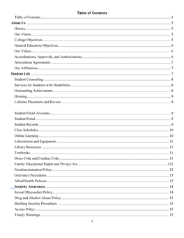 1 Table of Contents Table of Contents