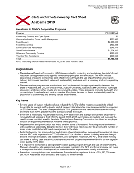 Alabama State and Private Forestry Fact Sheet 2019