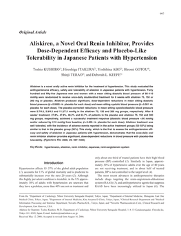 Aliskiren, a Novel Oral Renin Inhibitor, Provides Dose-Dependent Efficacy and Placebo-Like Tolerability in Japanese Patients