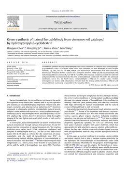 Green Synthesis of Natural Benzaldehyde from Cinnamon Oil Catalyzed By&Nbsp;Hydroxypropyl-&Beta;-Cyclodextrin