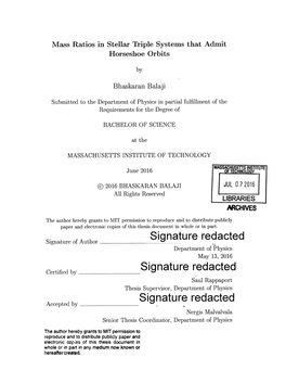 Signature Redacted Signature of Author Department of Physics May 13, 2016