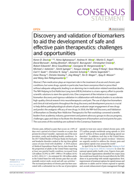 Discovery and Validation of Biomarkers to Aid the Development of Safe and Effective Pain Therapeutics: Challenges and Opportunities