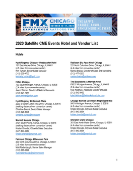 Satellite Hotels and Vendors