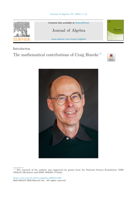 The Mathematical Contributions of Craig Huneke