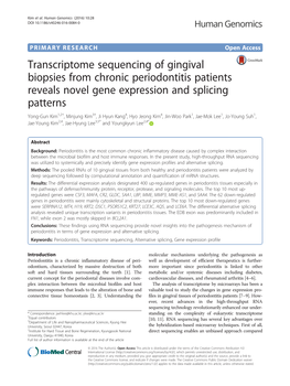 Transcriptome Sequencing of Gingival Biopsies From