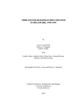 Threatened Buildings Documented in Delaware, 1998-1999