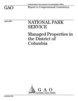 NATIONAL PARK SERVICE Managed Properties in the District of Columbia