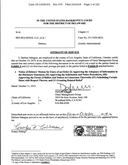 Case 19-11626-KG Doc 470 Filed 10/14/19 Page 1 of 152 Case 19-11626-KG Doc 470 Filed 10/14/19 Page 2 of 152