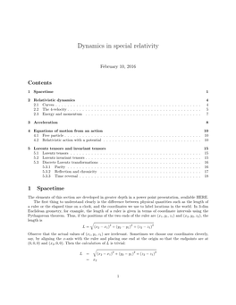 Dynamics in Special Relativity