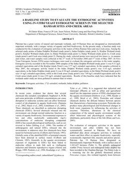 A Baseline Study to Evaluate the Estrogenic Activities Using In-Vitro Yeast Estrogenic Screen in the Selected Ramsar Sites and Creek Areas