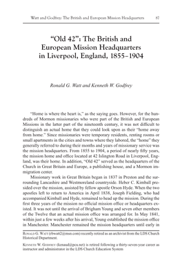 The British and European Mission Headquarters in Liverpool, England, 1855–1904