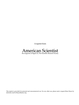 American Scientist the Magazine of Sigma Xi, the Scientific Research Society