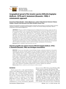 Geographical Spread of the Invasive Species Kellicottia Longispina (Kellicott, 1879) and K