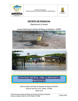 Distrito De Riohacha Estrategia Distrital Para La Respuesta a Emergencias