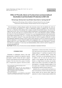 Effect of Weissella Cibaria on Fusobacterium Nucleatum-Induced Interleukin-6 and Interleukin-8 Production in KB Cells