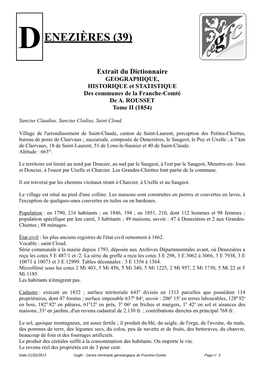 Notice Historique De Denezières