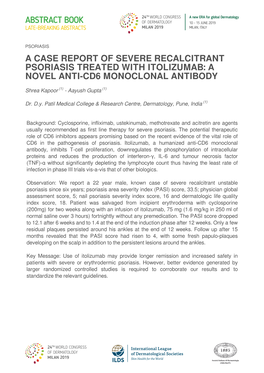 A Case Report of Severe Recalcitrant Psoriasis Treated with Itolizumab: a Novel Anti-Cd6 Monoclonal Antibody