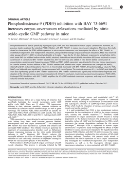 Phosphodiesterase-9 (PDE9) Inhibition with BAY 73-6691 Increases Corpus Cavernosum Relaxations Mediated by Nitric Oxide–Cyclic GMP Pathway in Mice