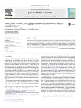 From Gallons to Miles: a Disaggregate Analysis of Automobile Travel and Externality Taxes☆