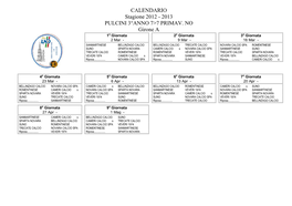 CALENDARIO Stagione 2012 - 2013 PULCINI 3°ANNO 7>7 PRIMAV