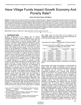 Have Village Funds Impact Growth Economy and Poverty Rate?