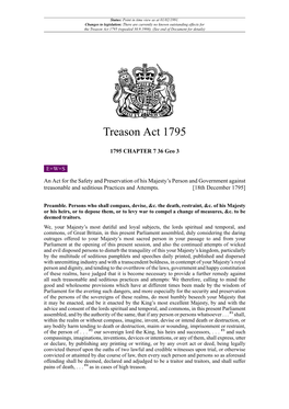 Treason Act 1795 (Repealed 30.9.1998)