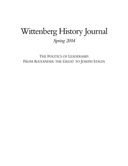 Wittenberg History Journal Spring 2014