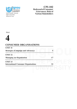 CONSUMER ORGANISATIONS UNIT 11 Strategies (Campaign and Advocacy) 5
