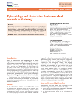 Epidemiology and Biostatistics: Fundamentals of Research Methodology