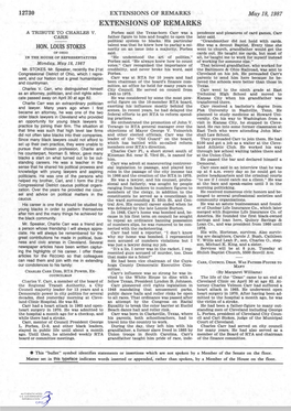 EXTENSIONS of REMARKS May 18, 1987 EXTENSIONS of REMARKS a TRIBUTE to CHARLES V