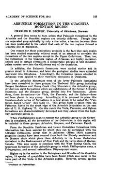 Arbuckle Formations in the Ouachita Mountain Region Charles E